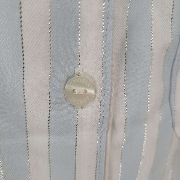 NWT Victoria's Secret White Blue Rhinestone Long Sleeve Pajama Top Large L - Picture 9 of 11